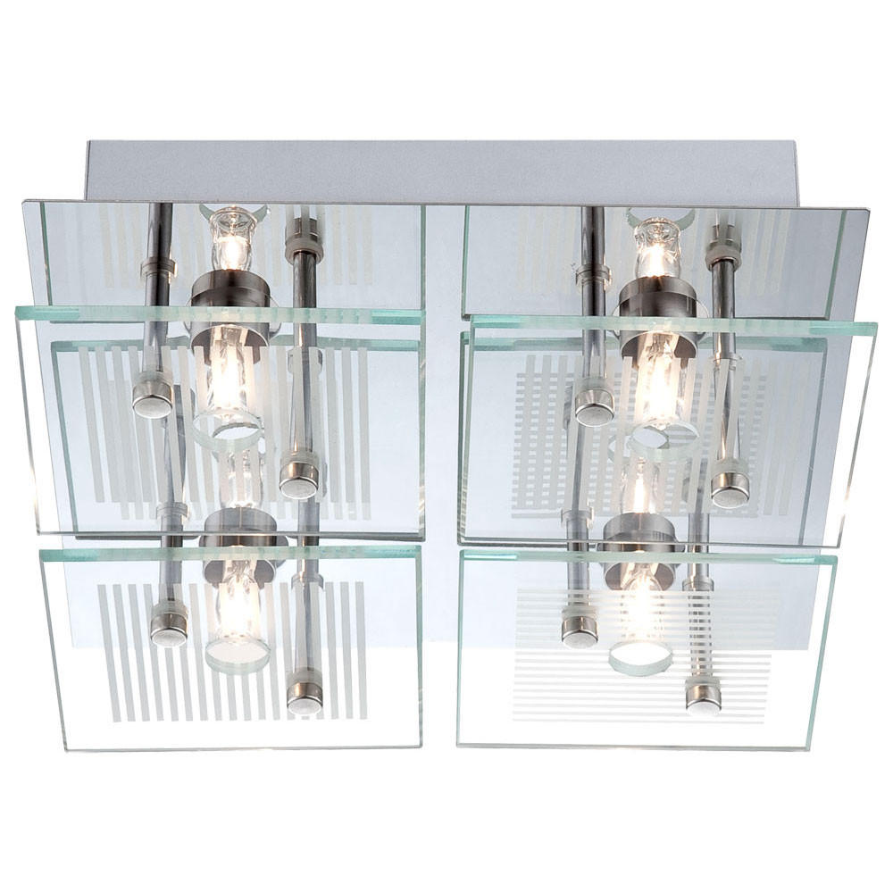 DECKENLEUCHTE GILMA Chrom Silber - Silberfarben, Glas (21/21/7cm) - Globo Lighting