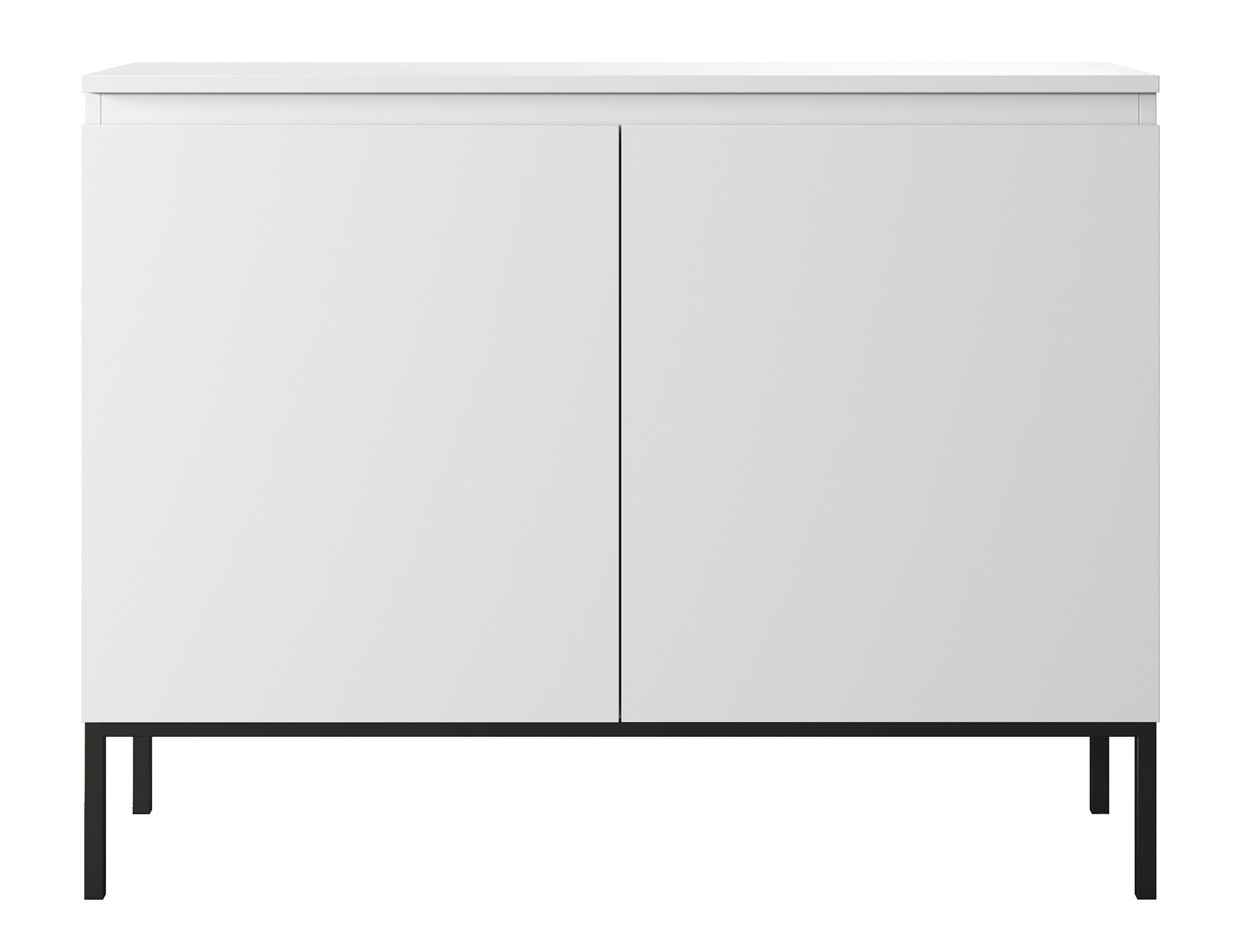 SIDEBOARD Bemmi Weiß mit schwarzen Beinen 2-türig 100 cm - Schwarz/Weiß, Holzwerkstoff/Metall (100/77/35cm) - Selsey