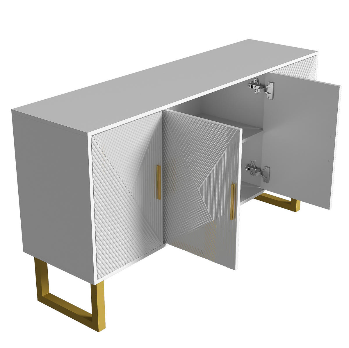 KOMMODE aus MDF & Spanplatte 150x40x82cm in Weiß mit 4 Türen - Weiß, Holzwerkstoff (150/82/40cm) - Modfu