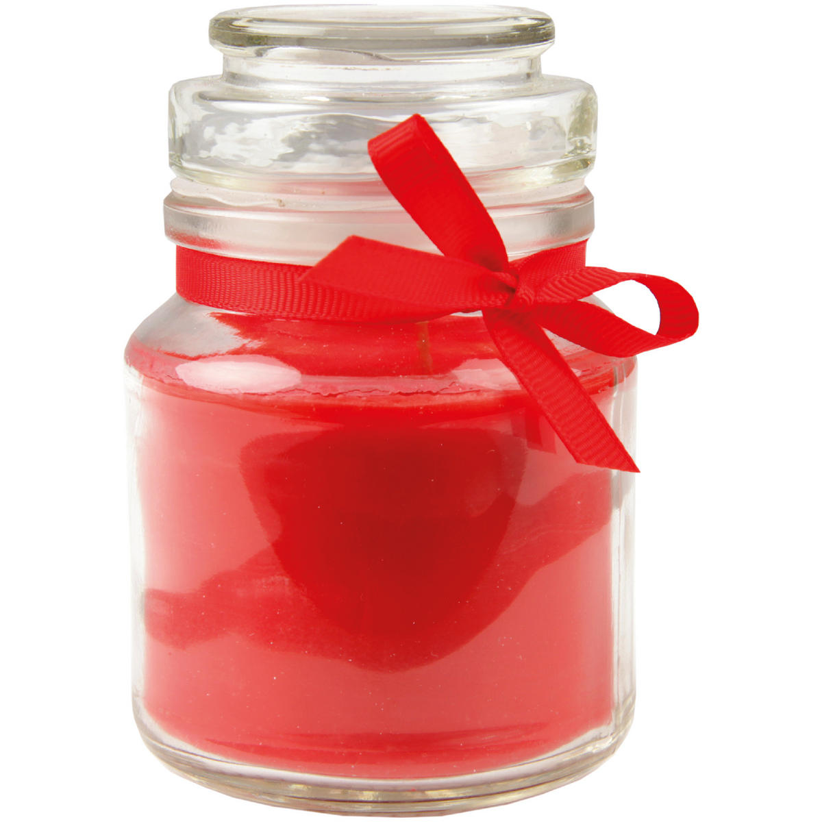 DUFTKERZE im Bonbonglas mit Deckel Rose 30h - Rot, Glas (7/10cm)