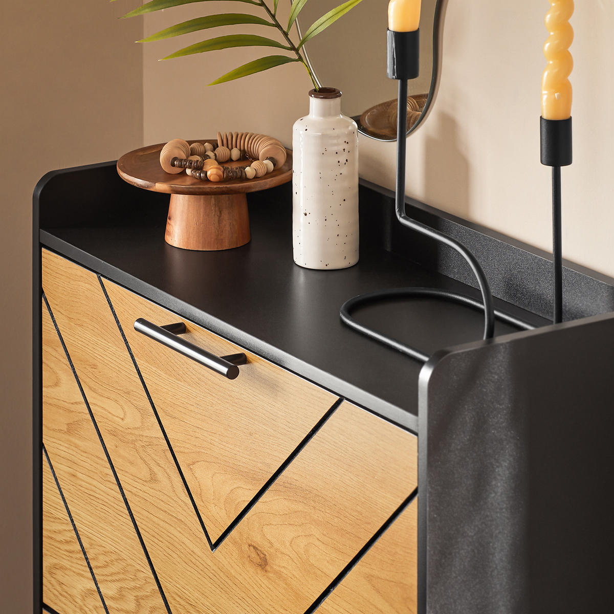 SCHUHSCHRANK Schwarz-Braun - Schwarz/Naturfarben, Holzwerkstoff (62/125/24cm) - SoBuy
