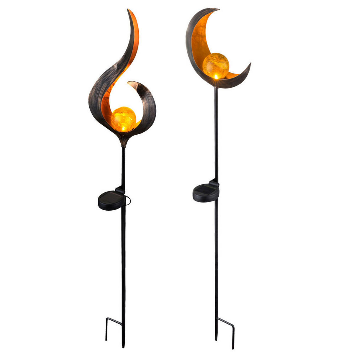 LED WEGELEUCHTE Glas Bronze Flammen Mond Design 2er Set - Bronzefarben, Glas (16.7/6/90cm) - Globo Lighting