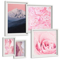 BILDER SET 5er Set - 50x50 cm & 20x30 cm & 40x60 cm Weißer Rahmen - Abstraktionen dekorativer Malerei - Weiß, Kunststoff (40/60cm) - TULUP