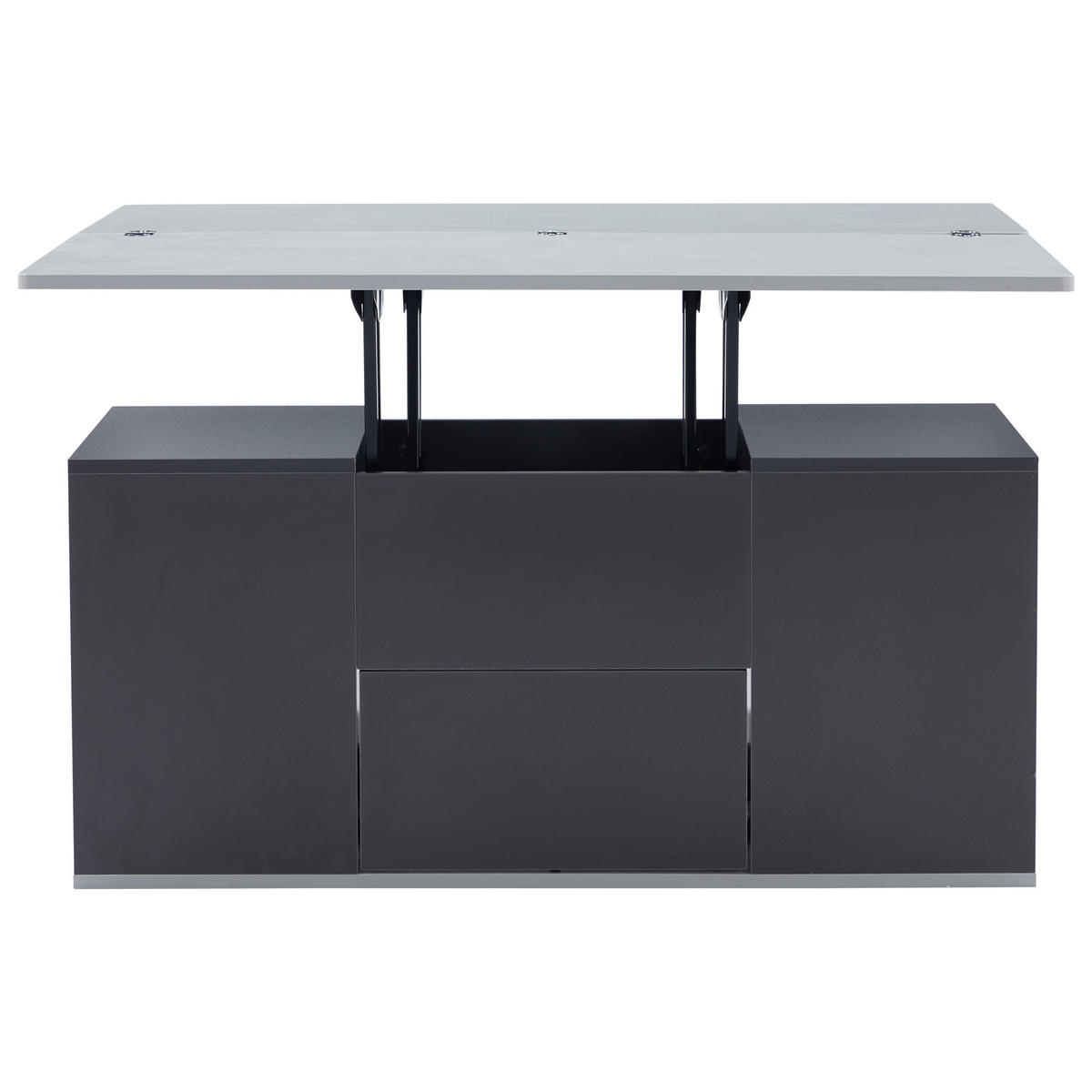 COUCHTISCH, höhenverstellbar, 2‑in‑1 Klapptisch mit Stauraum, 2 Schubladen, 100/51/47 cm, Grau - Grau, Holzwerkstoff (100/51/47cm) - Redom