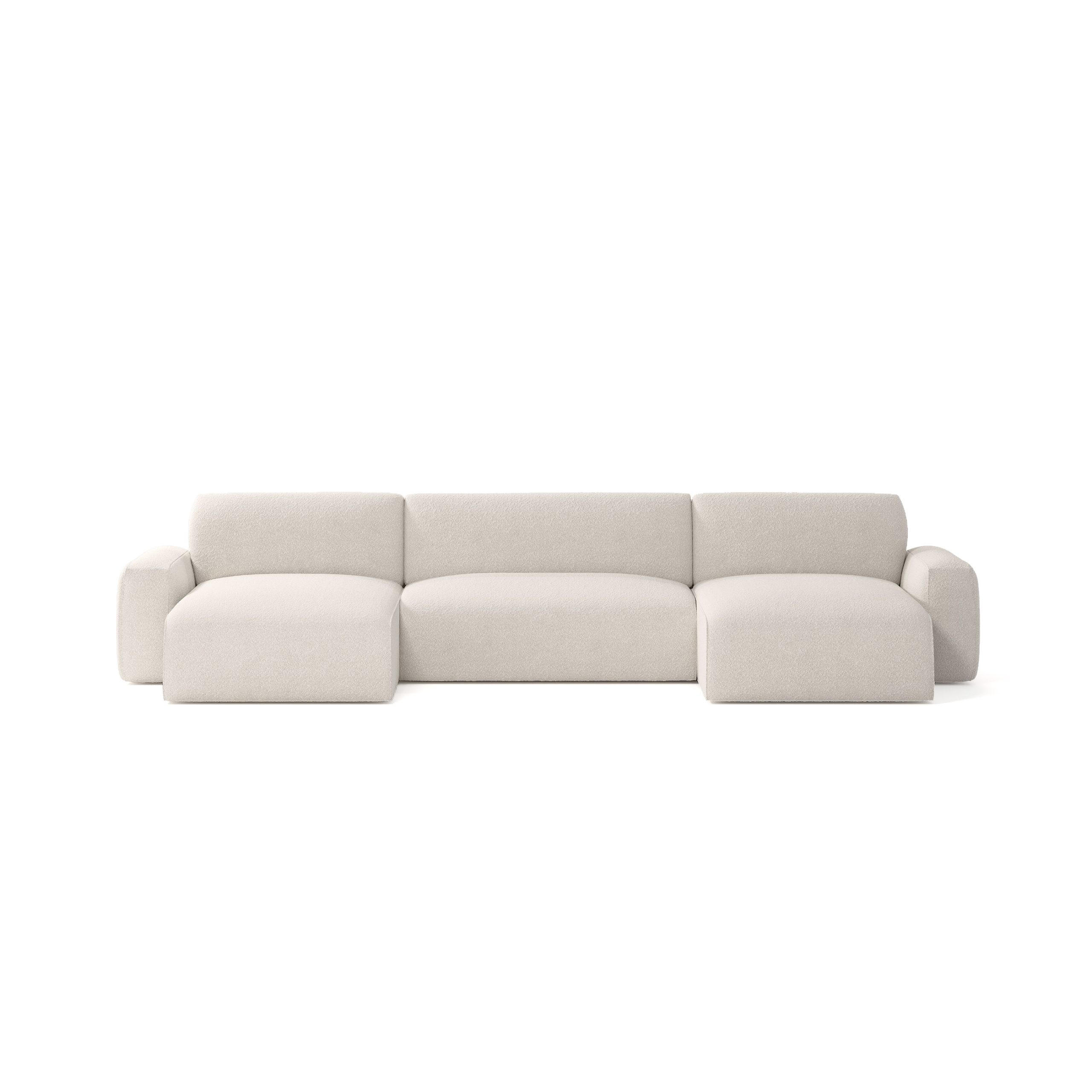 WOHNLANDSCHAFT aus Bouclé-Stoff Witsum U 8 Sitzer, Creme - Creme, Textil (185/70/398cm) - Meblito
