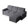 ECKSOFA PADWA Grau Kordstoff mit Schlaffunktion - Grau, Holz (227/168cm) - MASSENO
