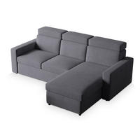 ECKSOFA PADWA Grau Kordstoff mit Schlaffunktion - Grau, Holz (227/168cm) - MASSENO
