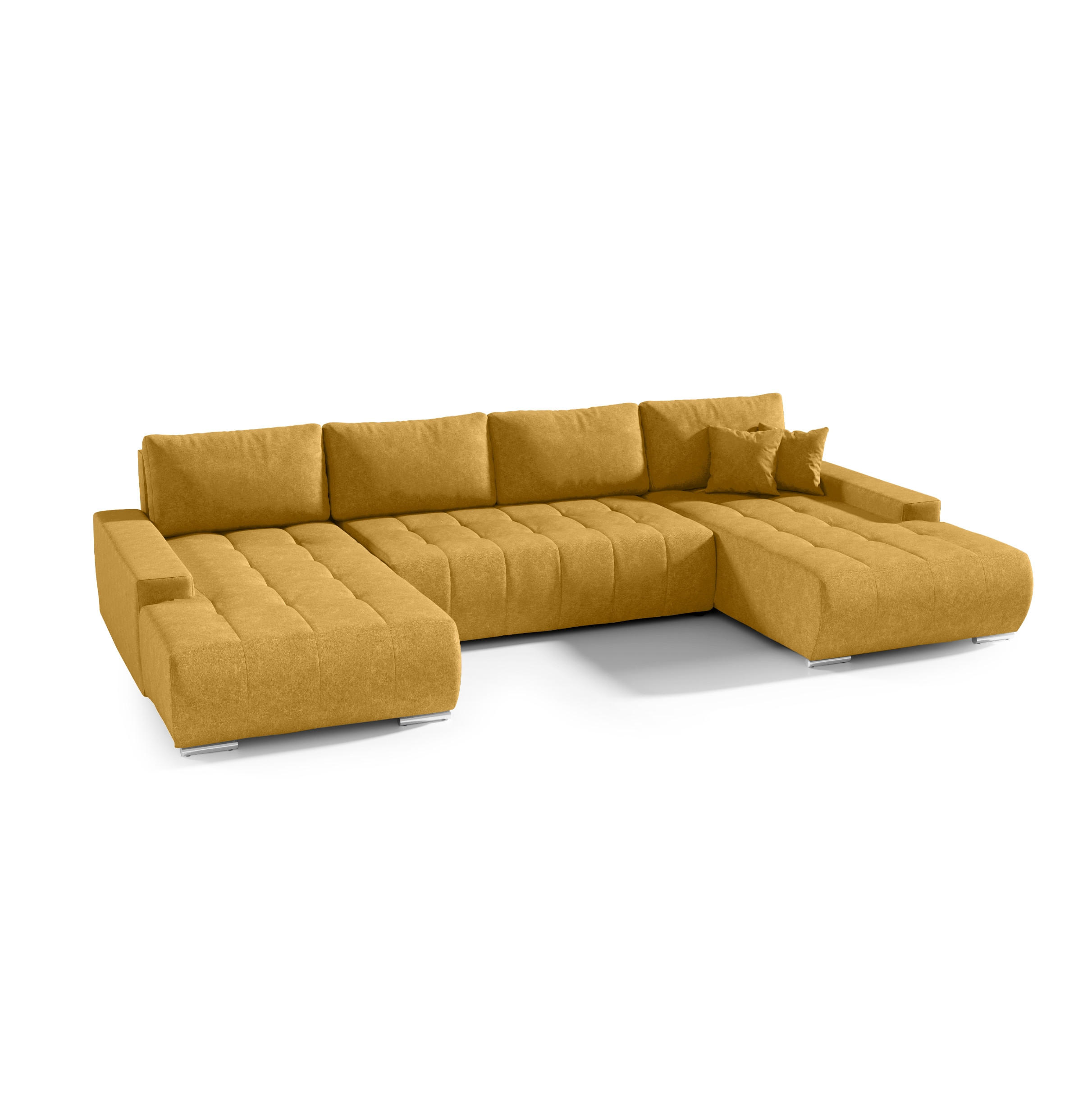 WOHNLANDSCHAFT mit Schlaffunktion Dhaka U, Honig - Honig, Textil (185/85/350cm) - Fedve