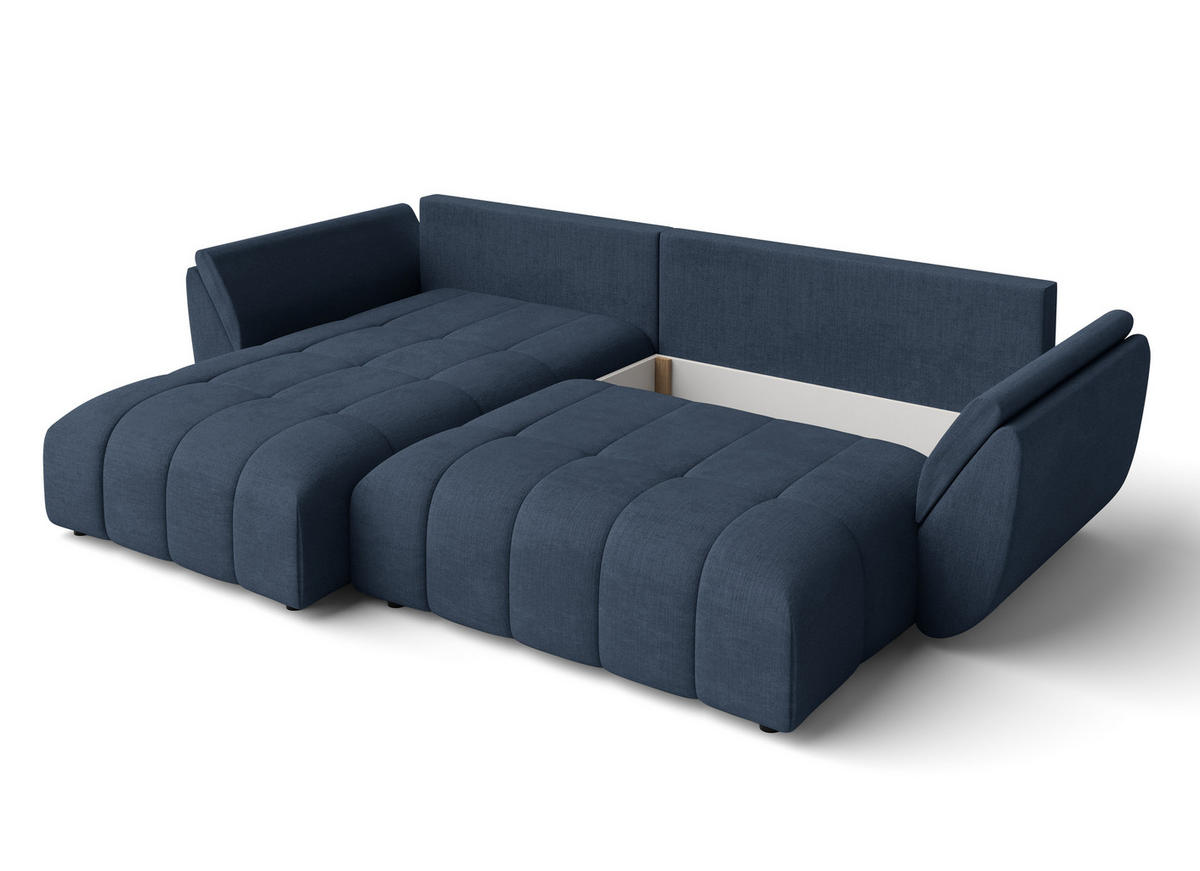 ECKSOFA L Form Verciani Blau 266/190/91 cm mit Schlaffunktion - Blau/Schwarz, Kunststoff/Textil (266/190cm) - AX Living