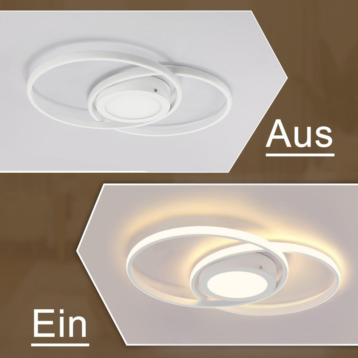 LED-DECKENLEUCHTE Einäugig 47.4/33.2/4 cm - Weiß, Metall (33.2/47.4/4cm) - Nettlife