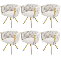 ESSZIMMERSTUHL 6er Set Samt Drehstuhl Beige Gold Metall - Beige, Textil (53/72/59.5cm) - FLIEKS
