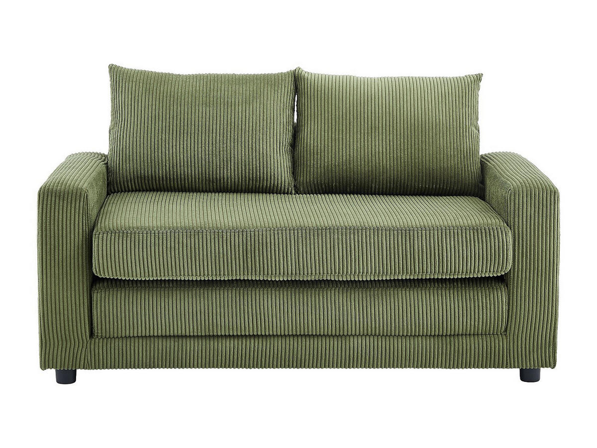 SCHLAFSOFA 2-Sitzer, Cord-Velours, Kaki-Grün - MIRTO - Grün, Textil (145/82/76cm) - Vente-Unique
