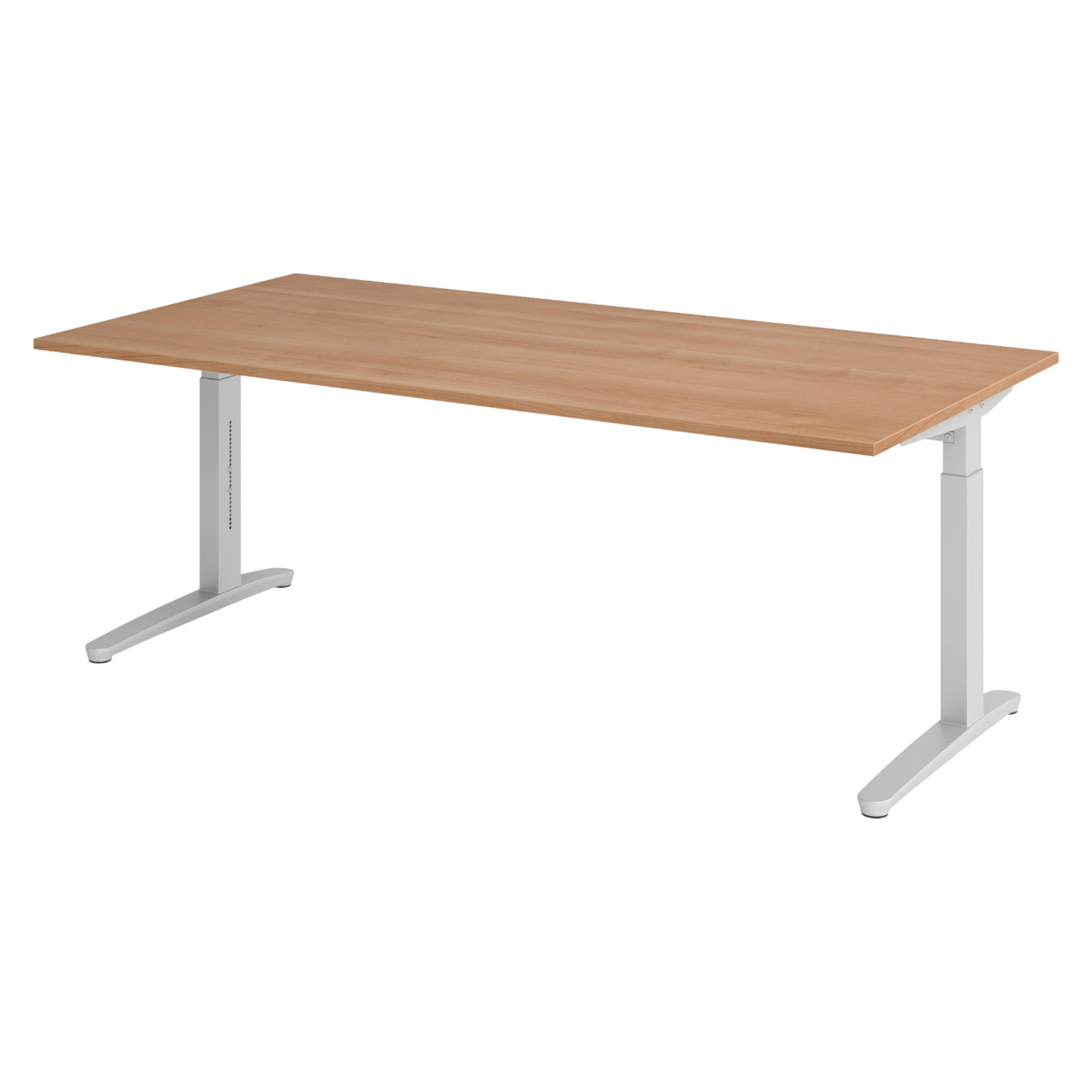 SCHREIBTISCH Serie-XB 100/200/74 cm in Nussbaumfarben/Silberfarben - Silberfarben/Nussbaumfarben, Holzwerkstoff (100/200/74cm) - bümö