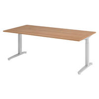SCHREIBTISCH Serie-XB 100/200/74 cm in Nussbaumfarben/Silberfarben - Silberfarben/Nussbaumfarben, Holzwerkstoff (100/200/74cm) - bümö