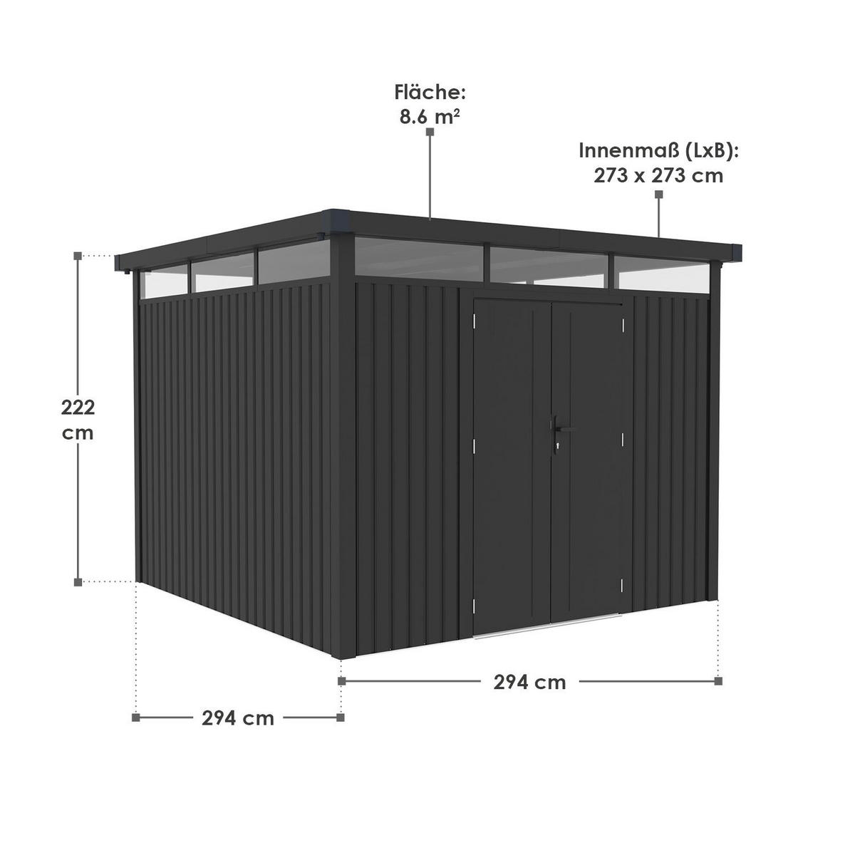 GERÄTEHAUS Luzern Pro Anthrazit - Anthrazit, Metall (294/222/294cm) - Juskys