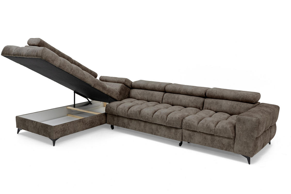 ECKSOFA Pudding Maxi mit Schlaffunktion und Bettkasten - Braun, Textil (350/203cm) - Muffo