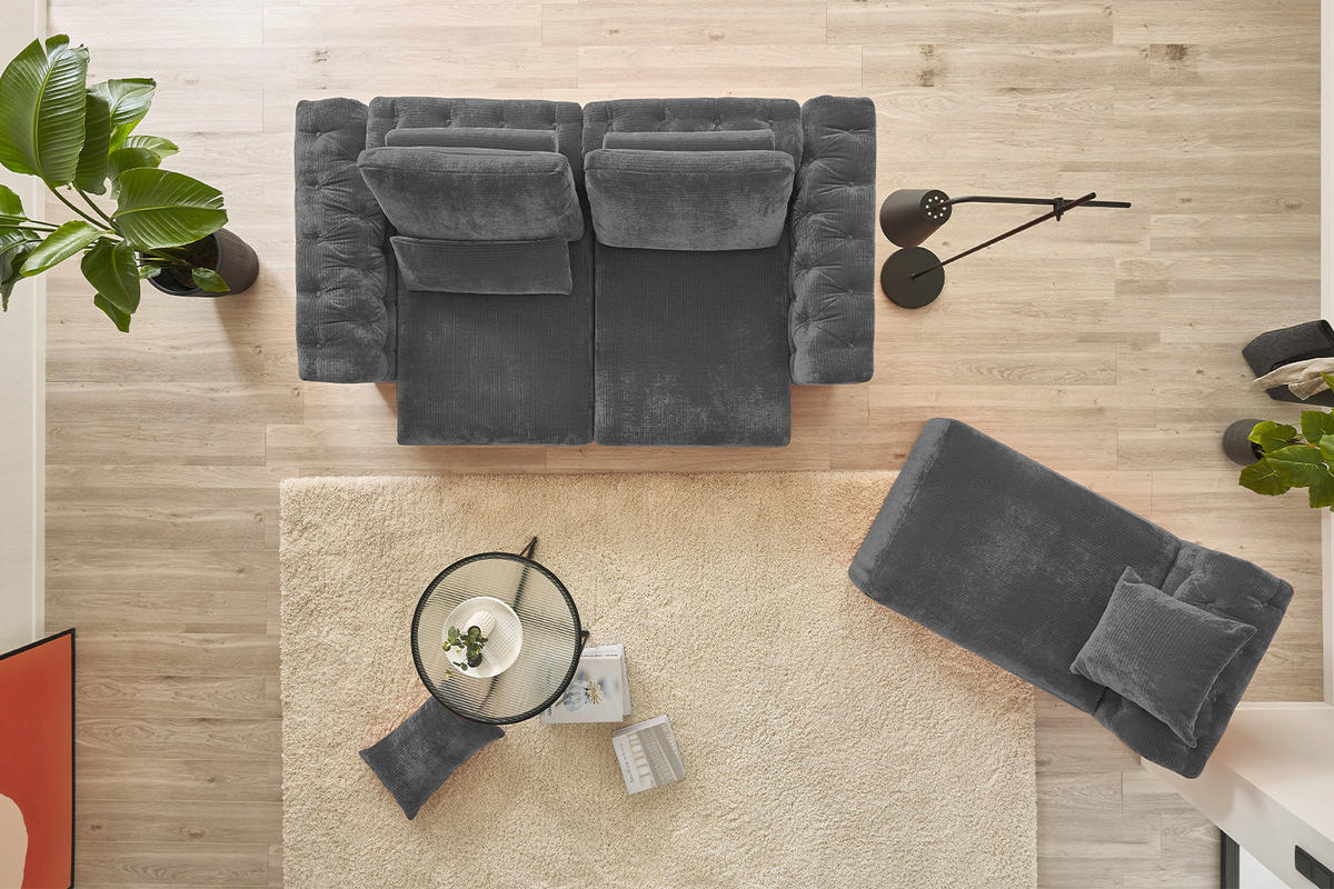 MODULSOFA SEPHI Anthrazit Cord - Anthrazit/Schwarz, Kunststoff/Textil (268/62/191cm) - KAWOLA