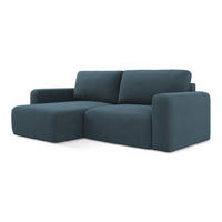 ECKSOFA mit Schlaffunktion links Strukturstoff Stoff Blau - Blau/Pink, Kunststoff/Textil (149/244cm) - Makamii