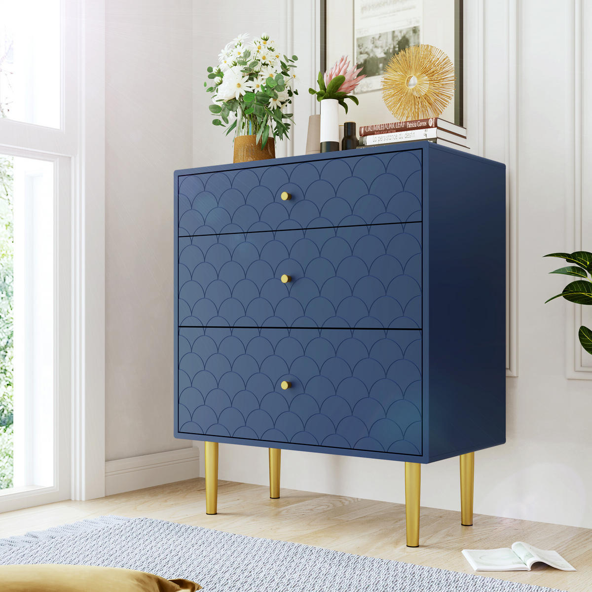 KOMMODE Blau 75/40/89 cm - Blau, Holzwerkstoff (40/89/75cm) - Urban Meuble
