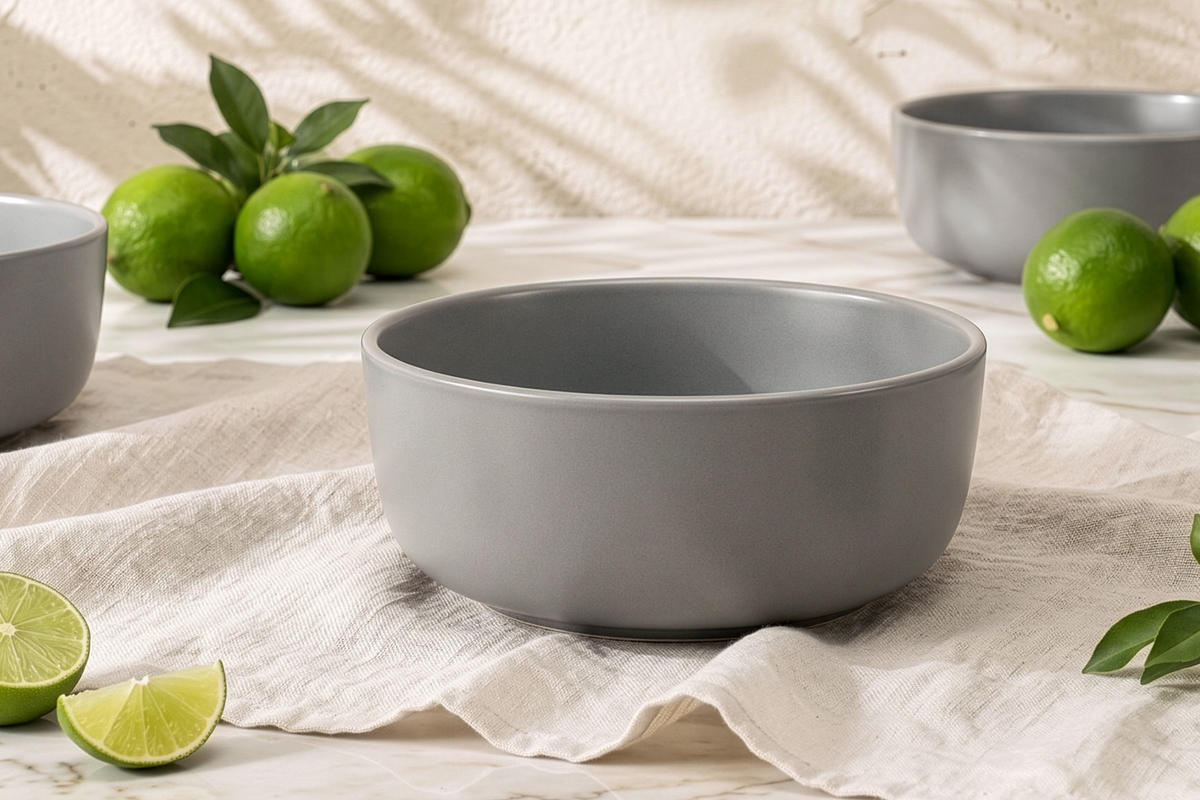 SCHÜSSEL-SET VICTO 6 Personen 6-tlg, matt grau - Grau, Keramik - KONSIMO®