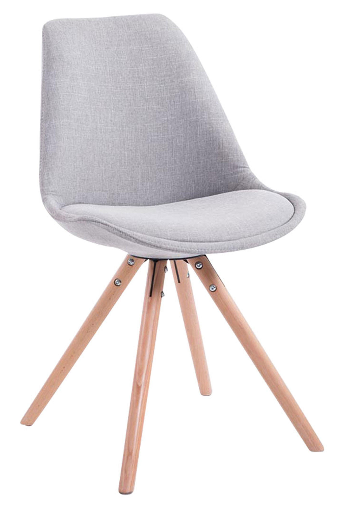 STUHL Stoff grau - Eukalyptusholzfarben/Grau, Holz/Textil (48/84/56cm) - CLP