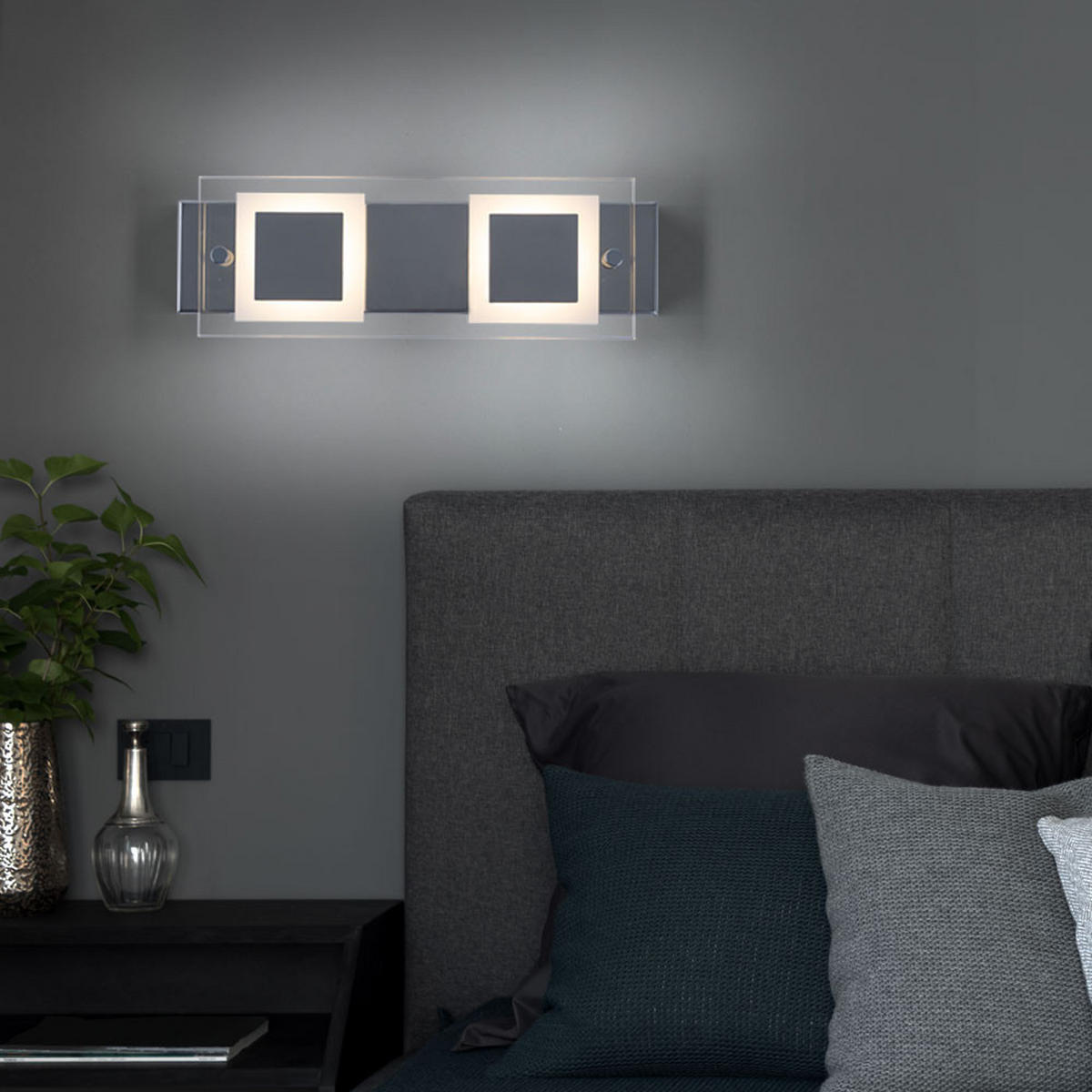 LED WANDLEUCHTE SPLASH Chrom Silber 2er Set - Silberfarben, Glas (10/5/30cm)