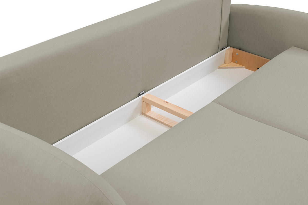 SCHLAFSOFA Bafra Beige Velours - Beige/Schwarz, Holz/Textil (232/92/102cm) - Selsey