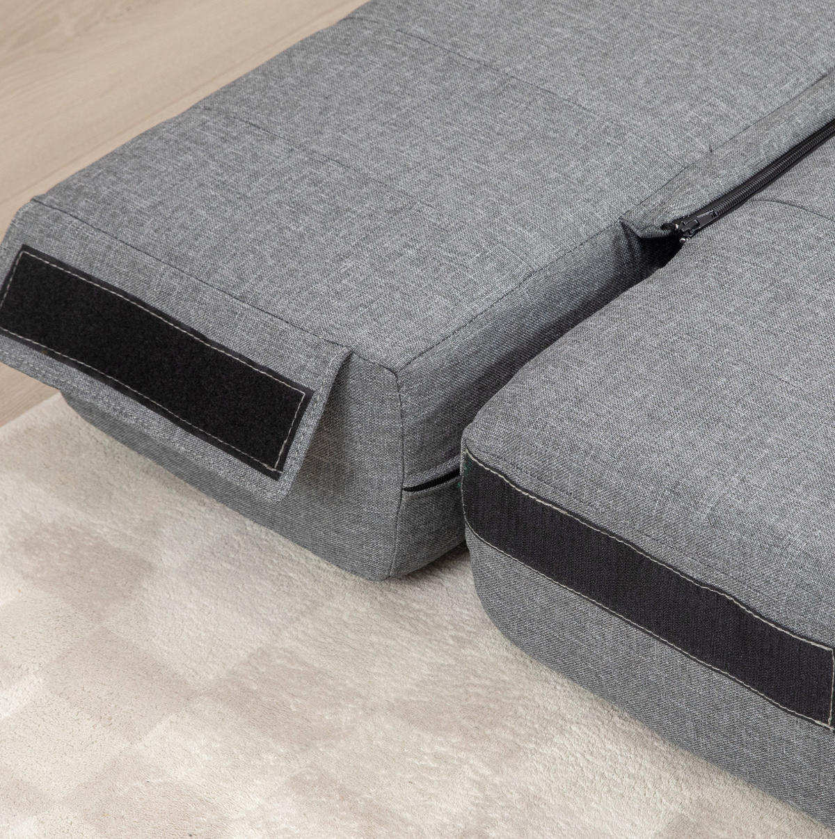 BODENSOFA Schlafsofa klappbar mit abnehmbarem Bezug 138/80/50 cm Grau - Grau, Textil (80/50/138cm) - Redom