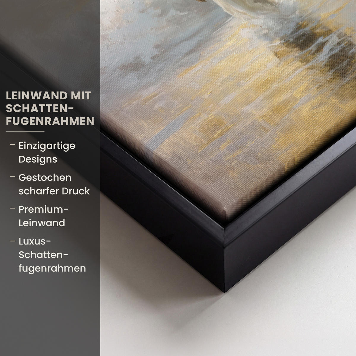 LEINWAND Bilder mit Rahmen - Gemälde - Welle - Jesus - Abstrakt - 20x20 - Goldfarben, Textil (20/20cm) - MuchoWow