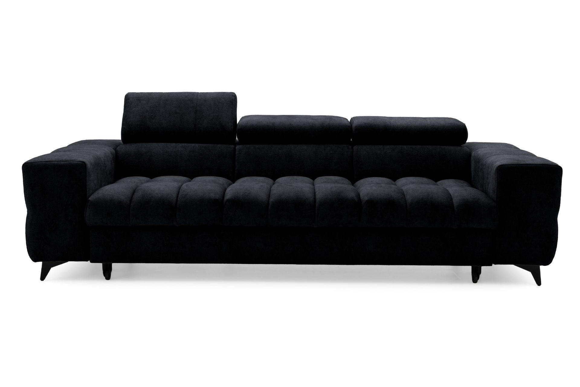 3-SITZER Sofa PUDDING mit Schlaffunktion 127x190 Velours Schwarz - Schwarz, Holz/Textil (260/90/100cm) - Muffo