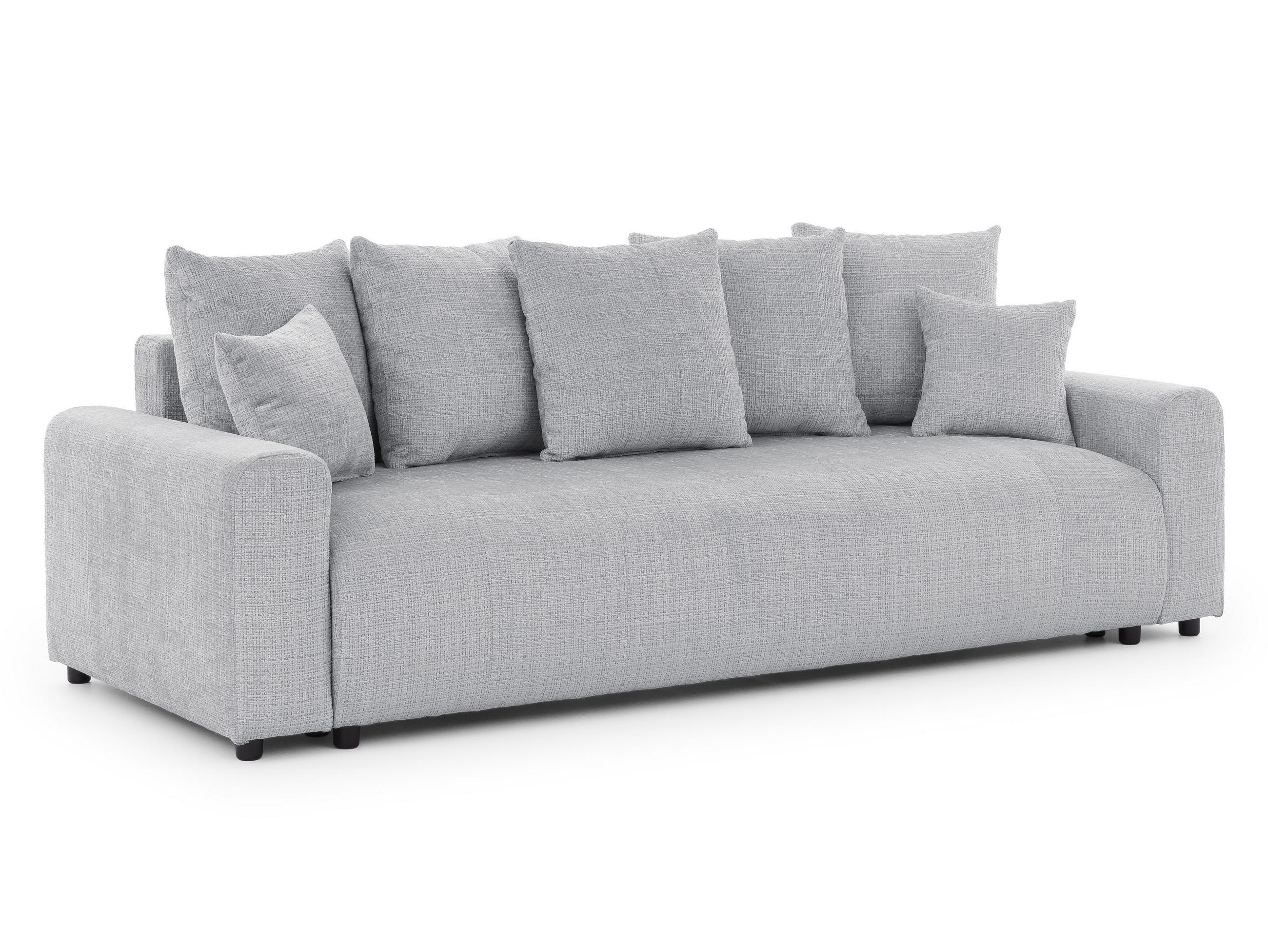 SCHLAFSOFA Calma mit Bettkasten im Bumpy-Design aus weichem Hellgrau Chenille-Stoff - Hellgrau/Schwarz, Holz/Kunststoff (239/88/98cm) - S-Style Möbel