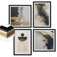 WANDBILDER 4er-Set - 50x50 cm & 40x60 cm Schwarzer Rahmen - Abstrakte Geometrie-Komposition - Schwarz, Kunststoff (50/50cm) - ArtPrintCave