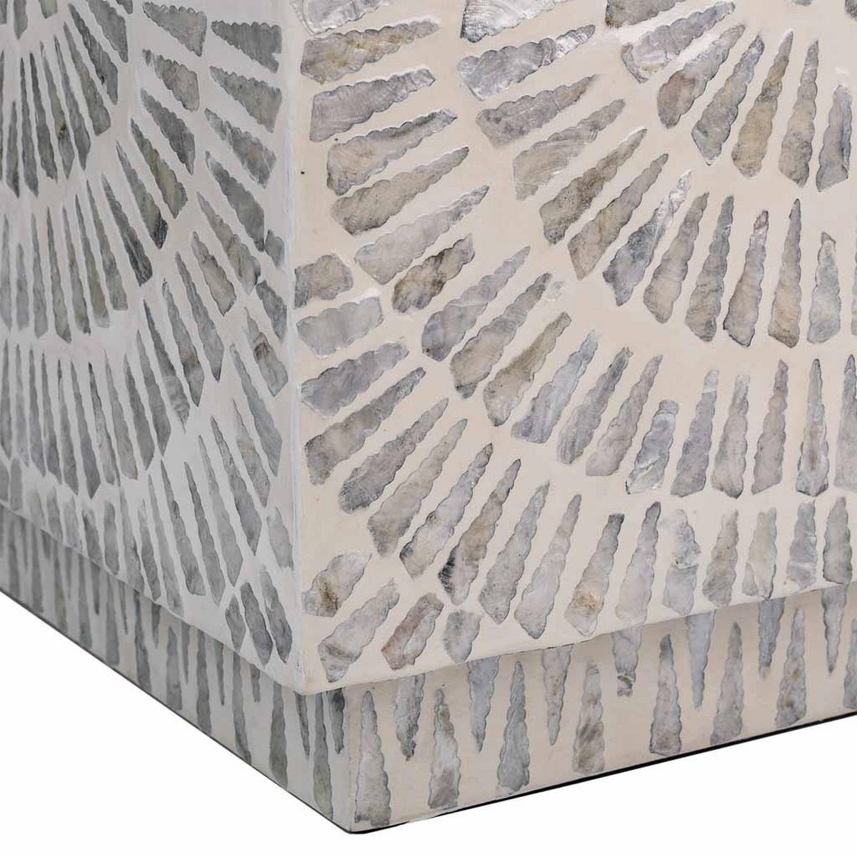 HOCKER aus Holz und Capiz, grau, 35x45cm - Grau, Holz (35/45/35cm) - Wanderlust