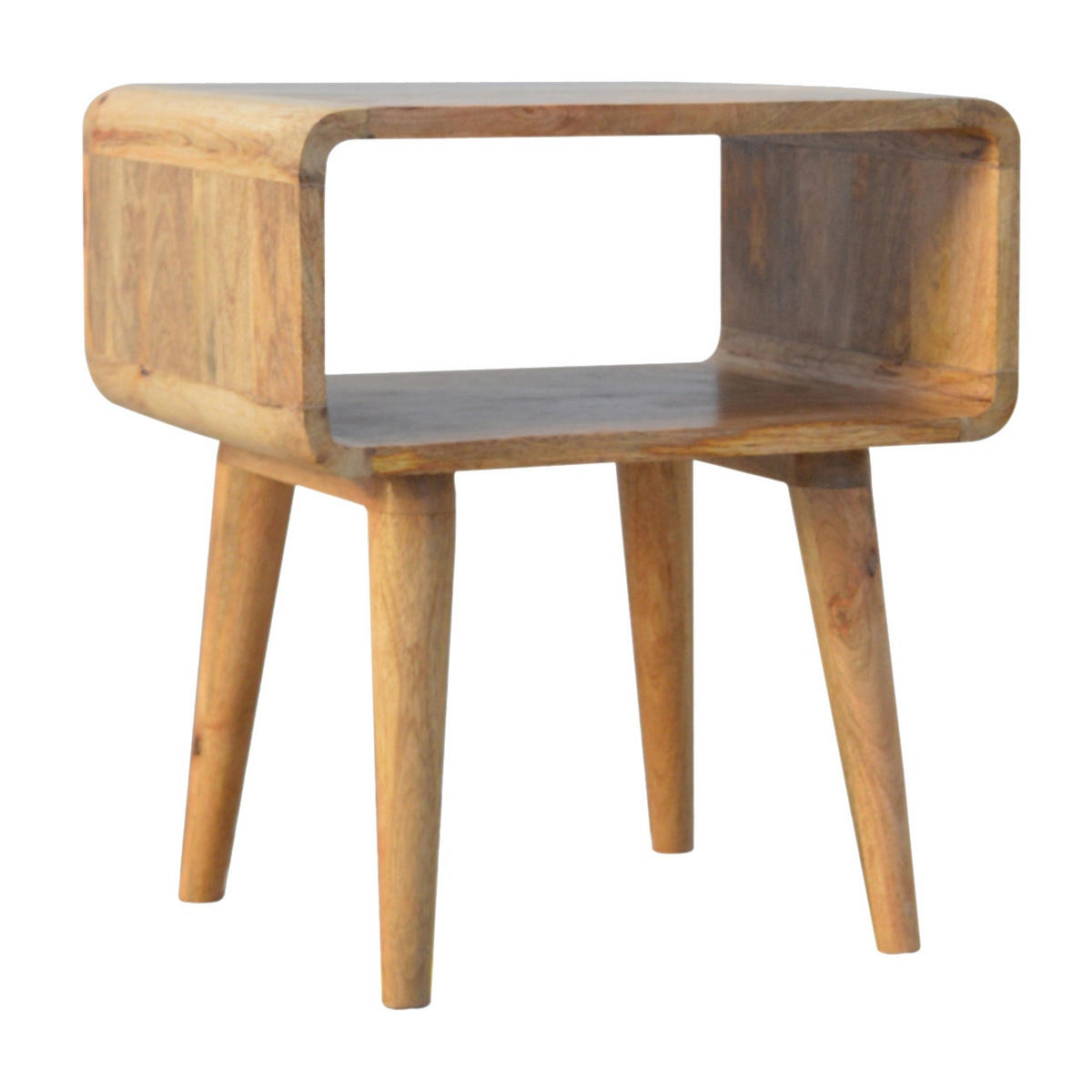 NACHTTISCH mit freiem Fach, Nordische Beine, Beige - Messingfarben/Braun, Holz/Metall (45/50/35cm) - Artisan Furniture