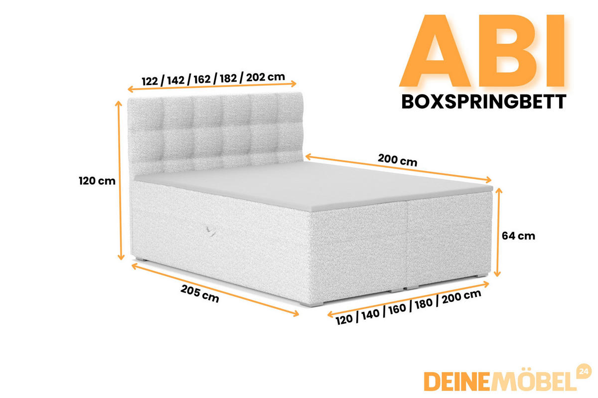 BOXBETT ABI 140/200 in Boucle Creme H3 - Creme, Holz/Holzwerkstoff (140/200cm) - Deine Möbel 24