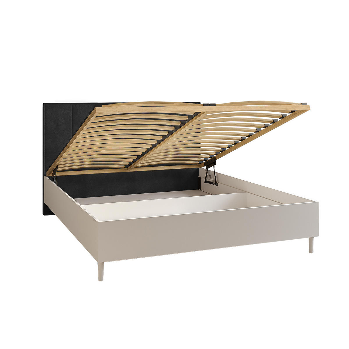 DOPPELBETT Luk II 160/200 cm ohne Matratze, Lattenrost, Bettkasten, weiß, schwarz - Schwarz/Weiß, Kunststoff (160/200cm) - Margaret Hadas24