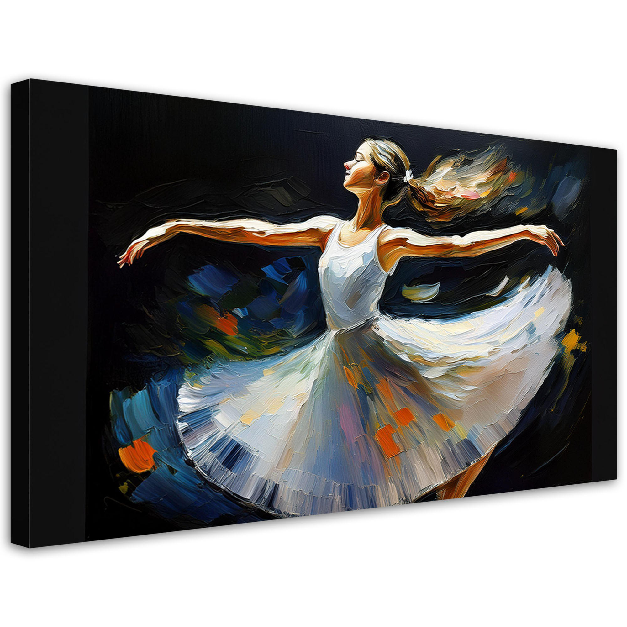 LEINWANDBILD Ballerina-Frau tanzt 100x50cm - Grau, Textil (100/50cm) - Feeby