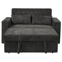 SCHLAFSOFA 2-Sitzer mit USB-Anschluss und Getränkehalter Chenille Grau 140/137/84 cm - Grau, Textil (140/84/137cm) - OKWISH