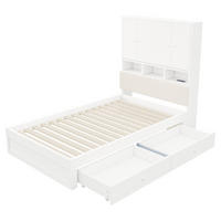 STAURAUMBETT 90/200 cm mit Stauraum, LED und 2 Schubladen, DE-41627, in Weiß - Weiß, Holzwerkstoff (90/200cm) - ComfortXL