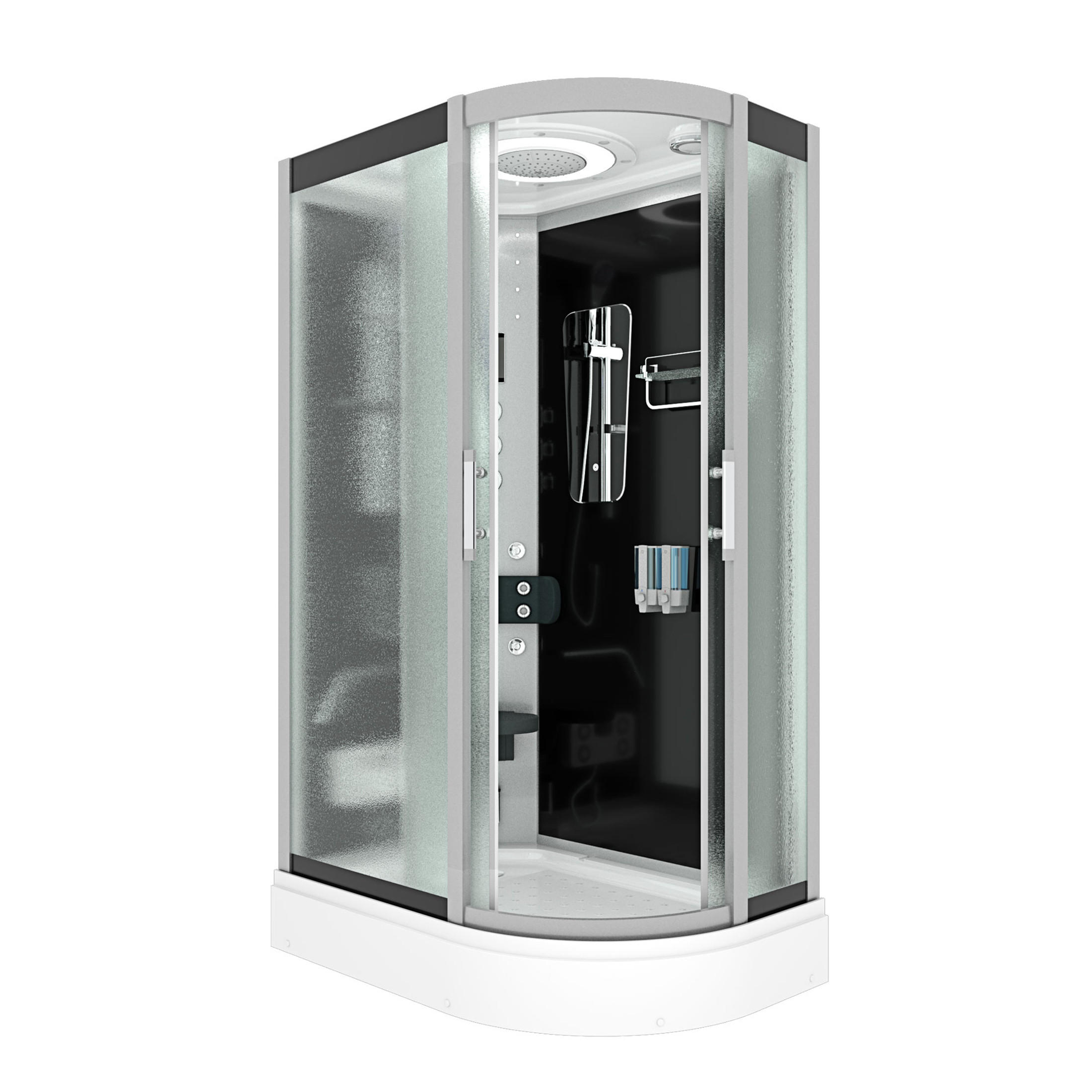 DUSCHE Duschkabine D60-73M1R-EC Schwarz 80x120 - Schwarz, Glas/Kunststoff (80/120/215cm) - AcquaVapore by Sandra Jentho