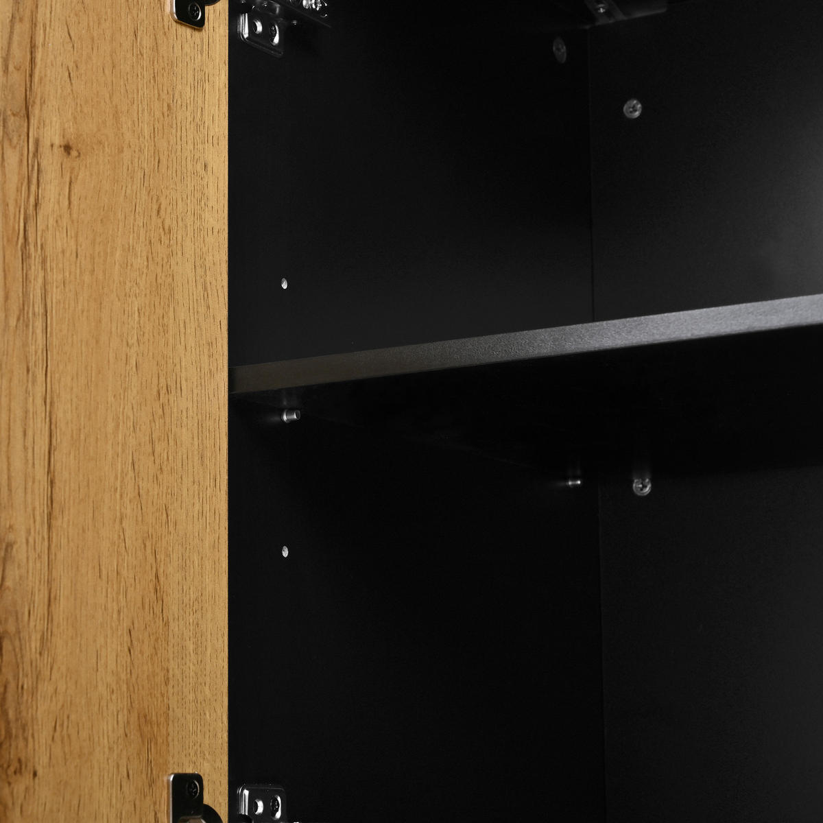 SIDEBOARD in Schwarz und Naturfarben Kommode mit Stauraum und verstellbarem Einlegeboden für Wohnzimmer,B160/T40/H72cm - Schwarz/Naturfarben, Holzwerkstoff/Metall (160/72/40cm) - STILVORA