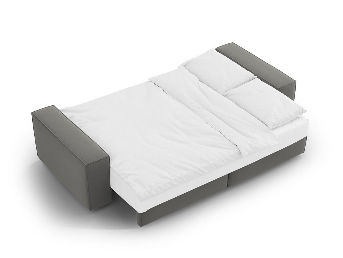 SOFA ausklappbar mit Bettkasten Jodie aus Samt hellgrau 3 Sitzplätze - Hellgrau, Textil (107/86/247cm) - Micadoni