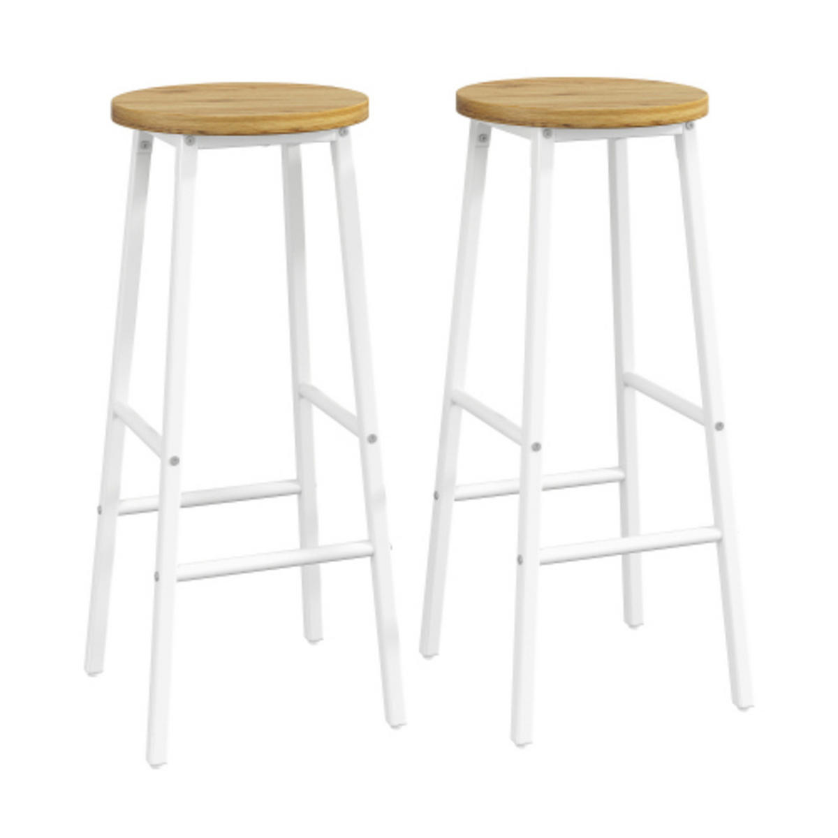 KÜCHENINSEL-SET 138-204×39×105 cm mit 2 Barhockern aus MDF und Metall, weiß mit Holzoptik - Weiß, Holzwerkstoff (204/105/39cm) - Luhomfu