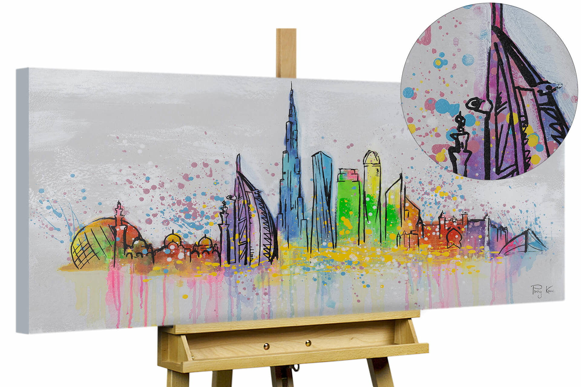 KUNSTLOFT RUČNĚ MALOVANÝ AKRYLOVÝ OBRAZ ŠEDÝ, 120/60 CM