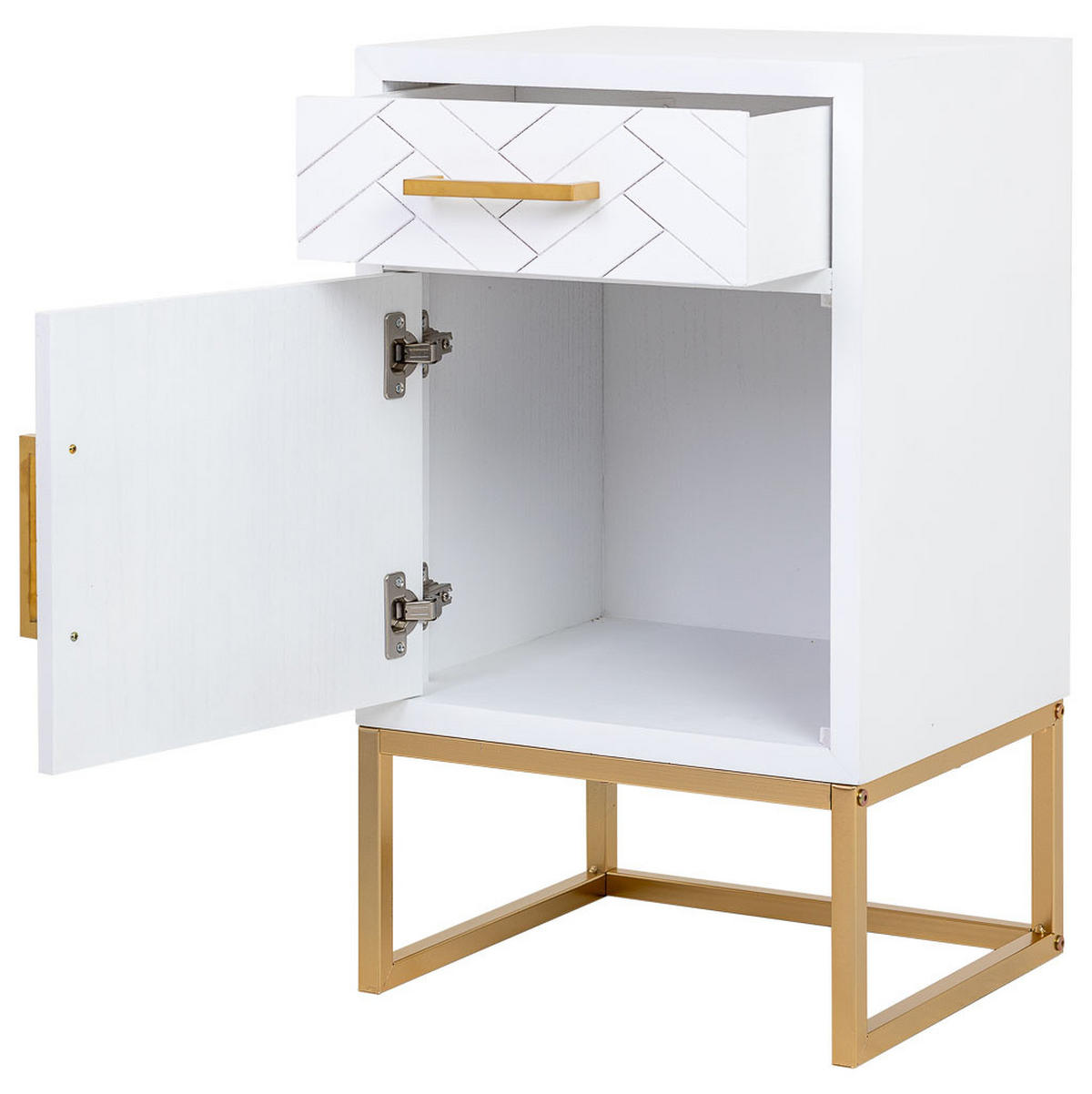 NACHTTISCH aus Metall und Holz, 42x37x71cm - Weiß, Holz (42/71/36cm) - Wanderlust