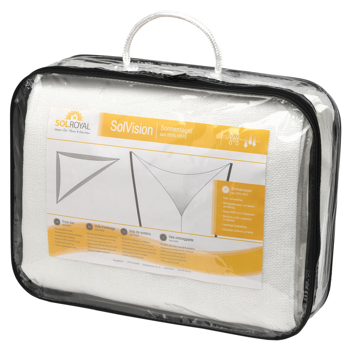 SONNENSEGEL SolVision HS9 300/300/300 cm dreieckig Weiß HDPE - Weiß, Kunststoff (300/300cm) - Sol Royal
