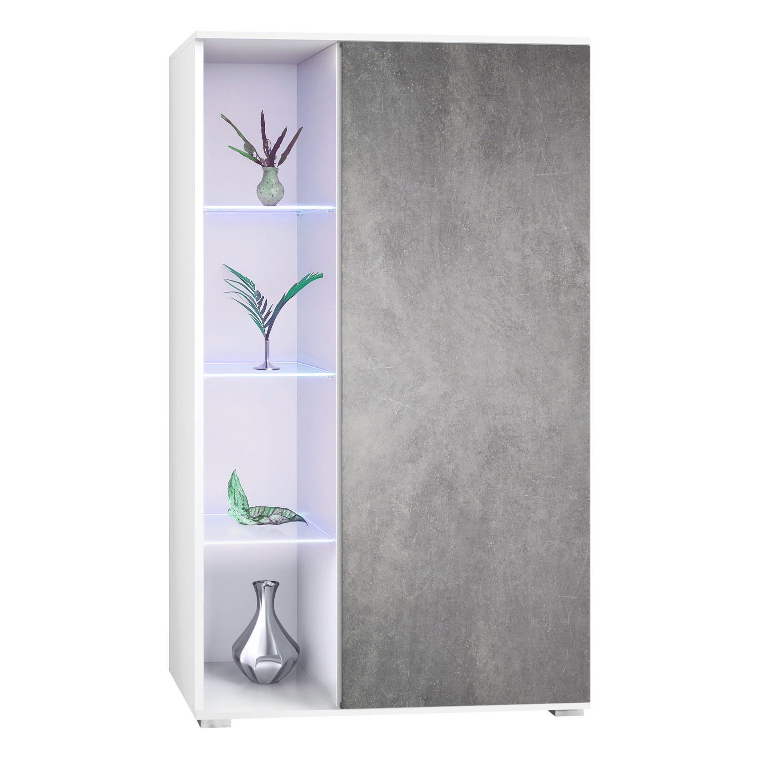 VITRINE Davos Steingrau - Schieferfarben, Holzwerkstoff (71.5/134/35cm) - Vladon