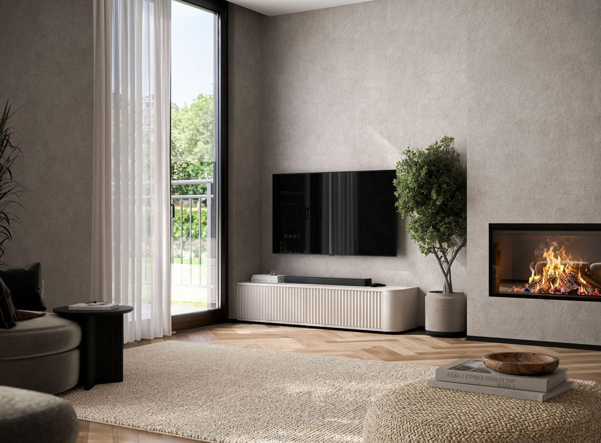 TV stolek Aurora kašmírový matný 140 cm s nízkými nožkami - kašmírová, kompozitní dřevo (140/31/35cm) - Meble Lindner