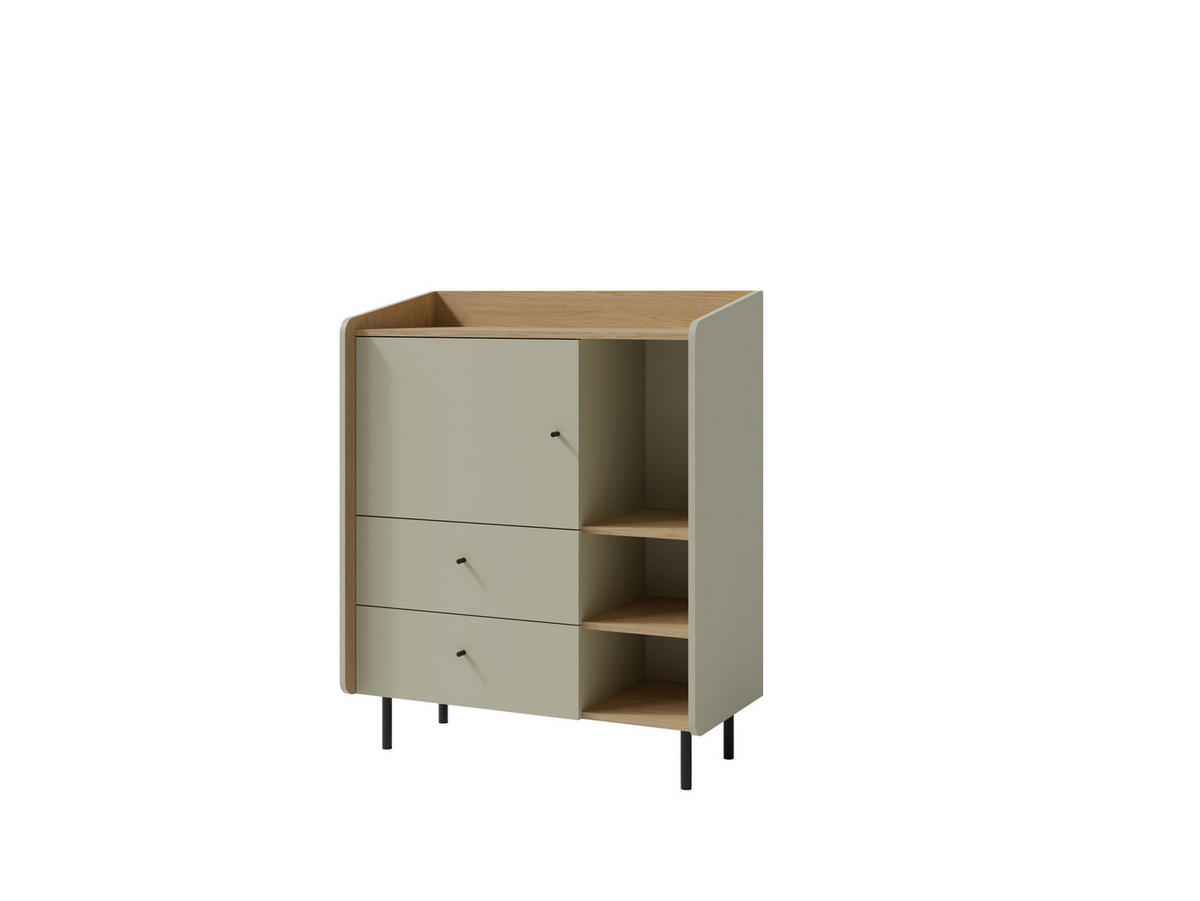 KOMMODE VETTA 95/115/42cm mit 2 Schubladen 1 Türen Hellgrün - Hellgrün, Holzwerkstoff (95/115/42cm) - MASSENO