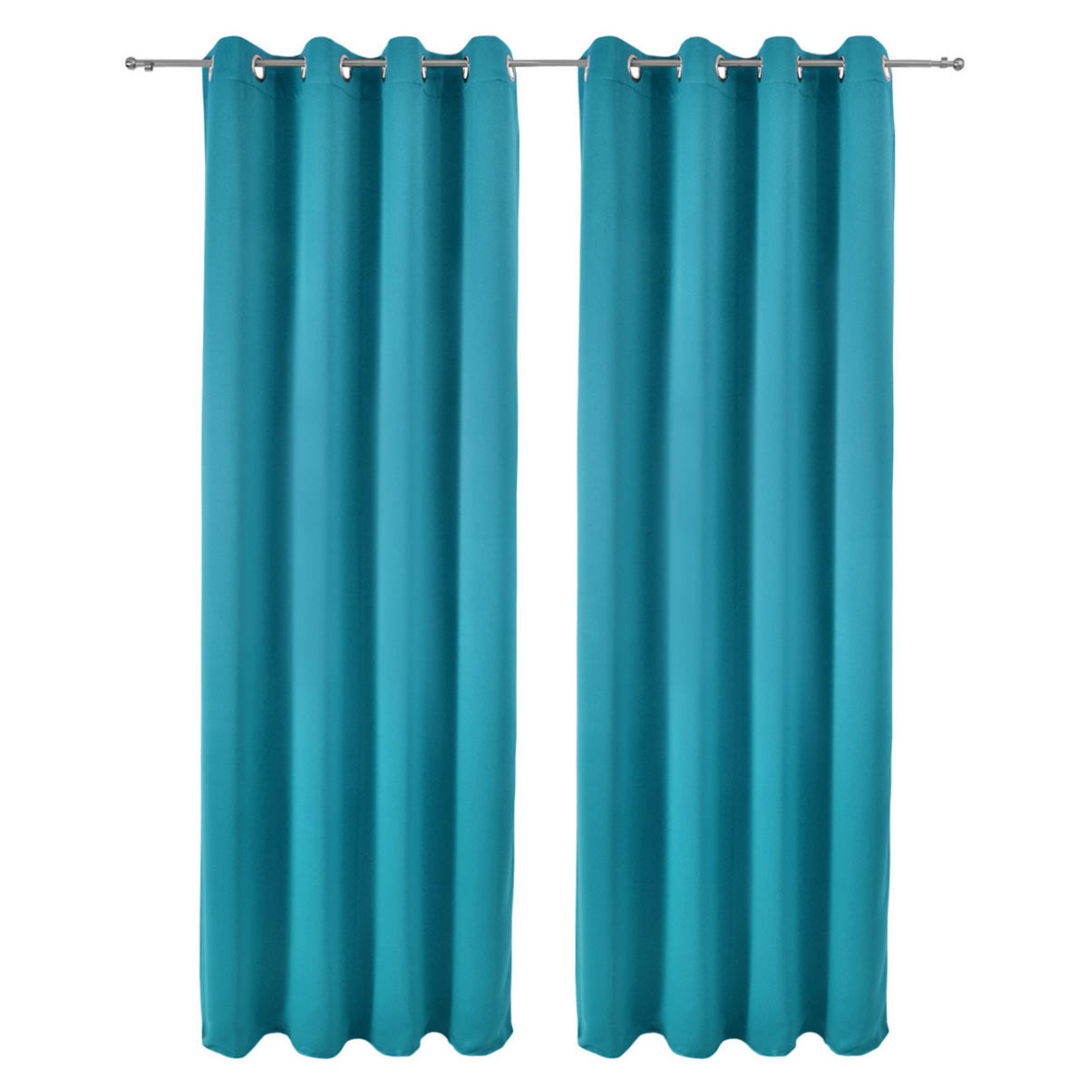 VORHANG Amelie BO mit Öse 140x245cm Türkis (2tlg) - Türkis, Textil (140/245/1cm) - Beautissu 